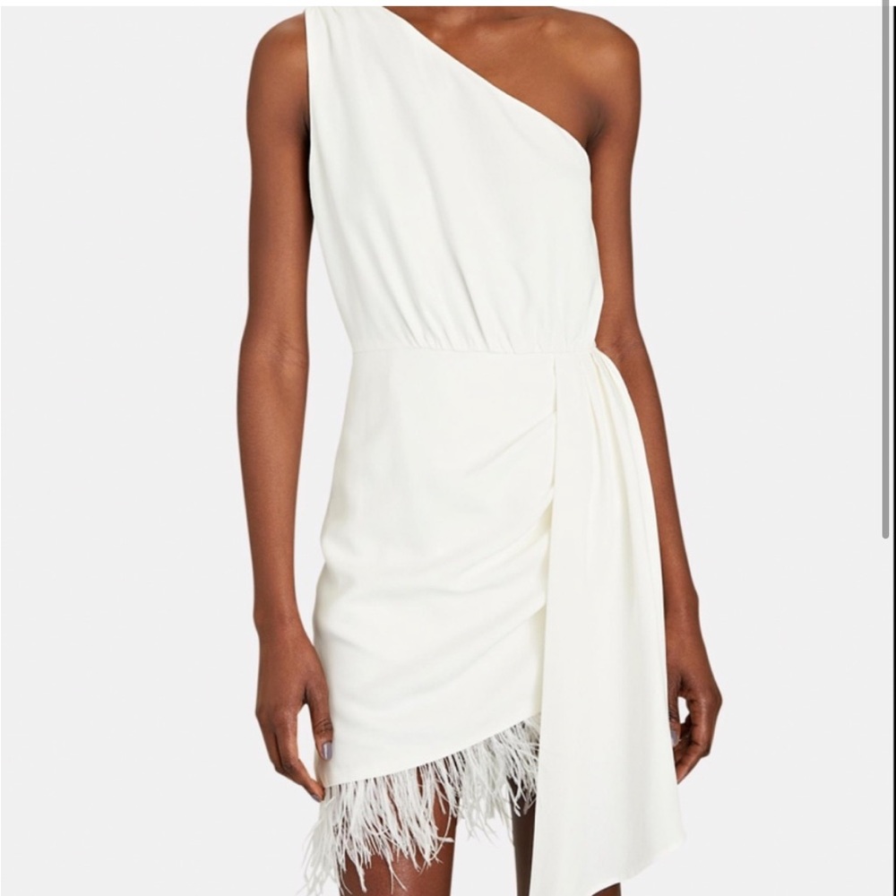SAYLOR AUDRIE WHITE FEATHER MINI DRESS XS